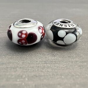 Pandora x Disney Murano Glass Mickey and Minnie Charms - set of 2